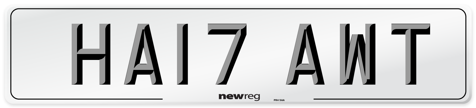 HA17 AWT Number Plate from New Reg